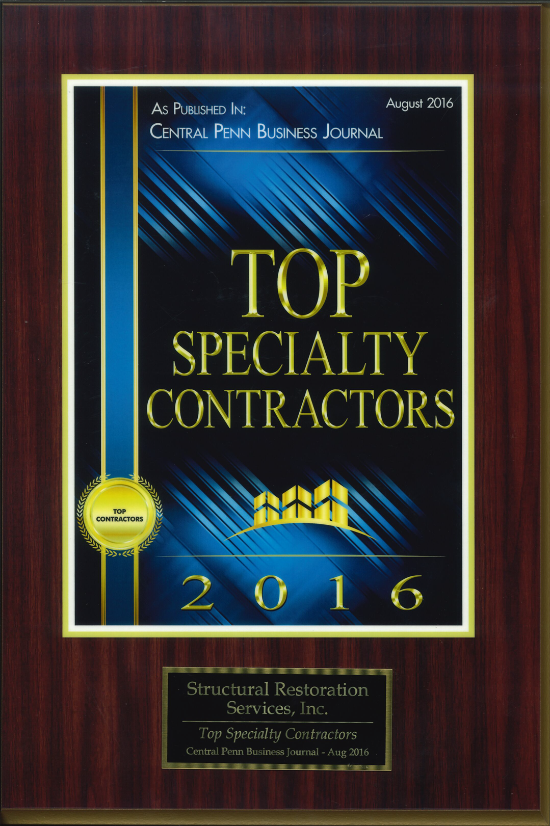 2016 Top Specialty Contractors award