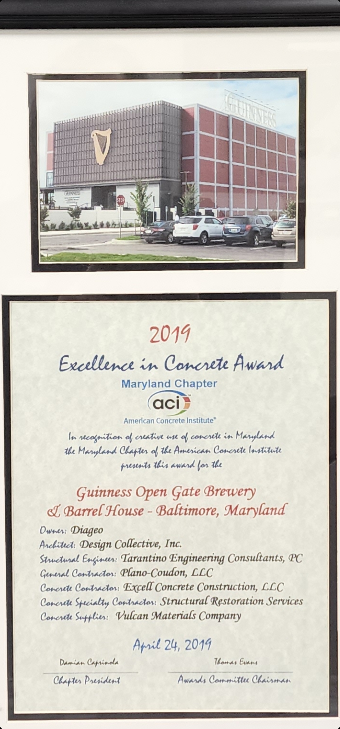 2019 Excellence in Concrete Award Maryland Chapter